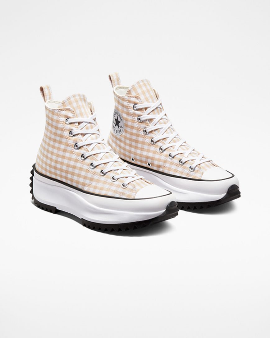 Zapatos Plataforma Converse Run Star Hike Gingham Altas Hombre Beige Blancas Negras | PE P574LE